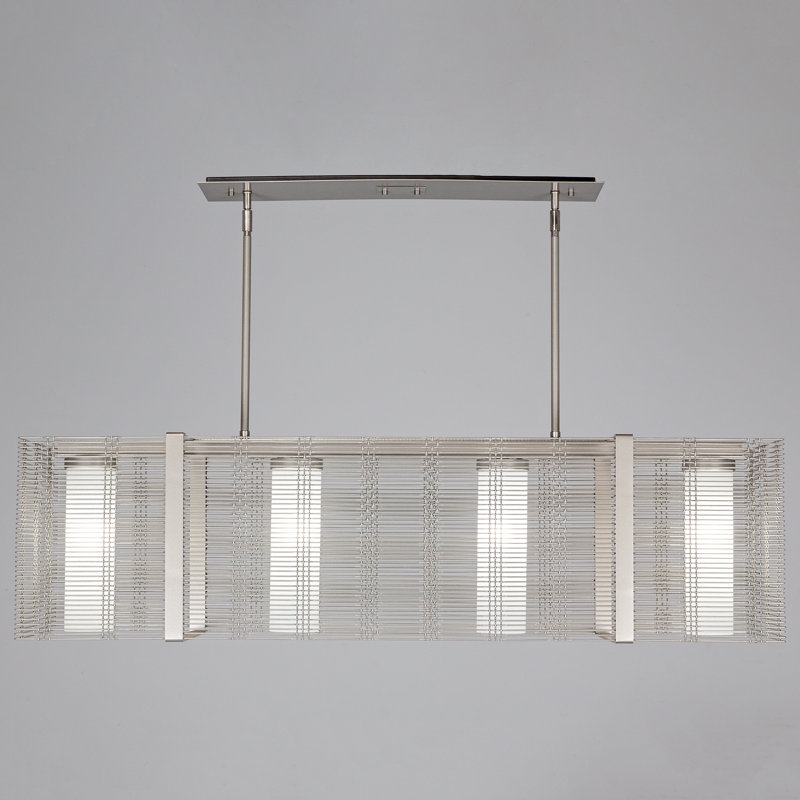 Urban Mesh Chic 4-Light Metallic Beige Silver Kitchen Island Pendant