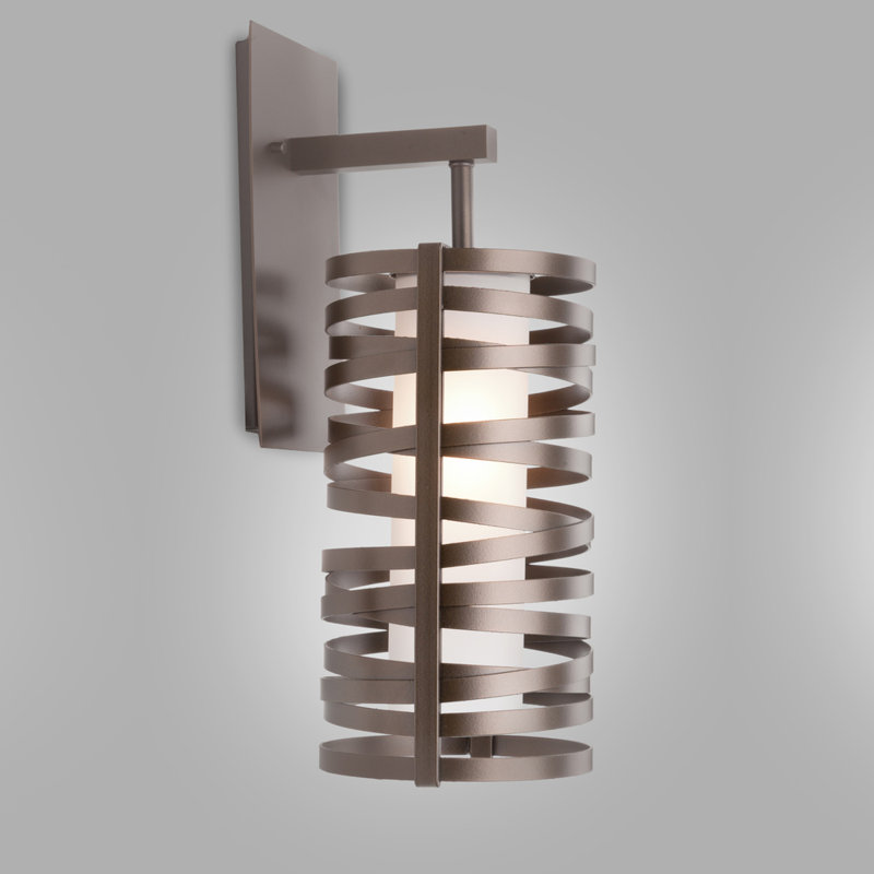 Tempest Spiral Bronze Wall Sconce with Frosted Glass Diffuser