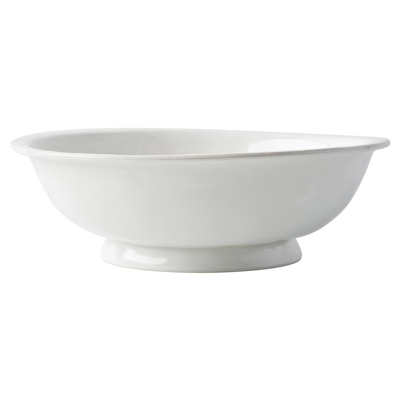 Whitewash Ceramic Footed Fruit Bowl, 12.5"