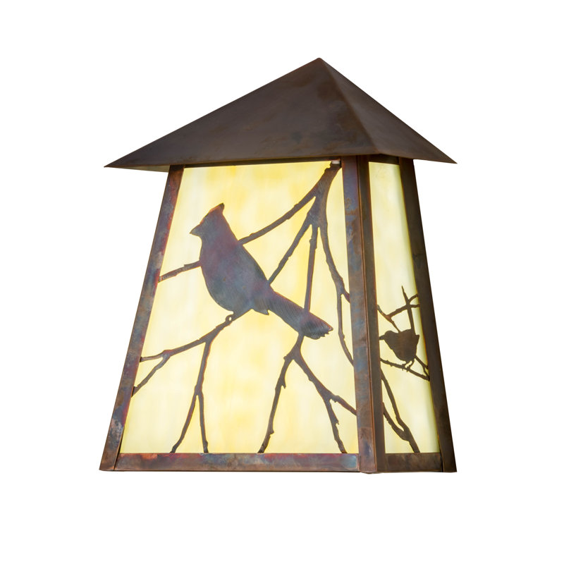 Stillwater Song Bird 11.5" Vintage Copper and Beige Glass Sconce