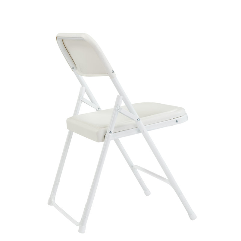Bright White Metal Armless Stacking Reception Chair Set
