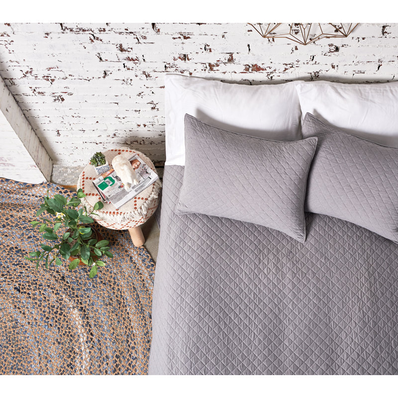 Jersey Gray Cotton Reversible King Quilt