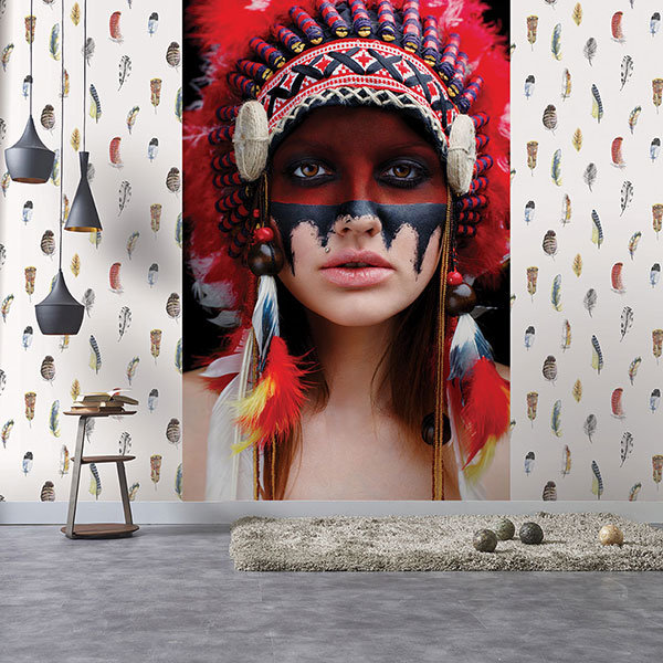 Global Fusion Blue Bamboo Feather Wall Mural
