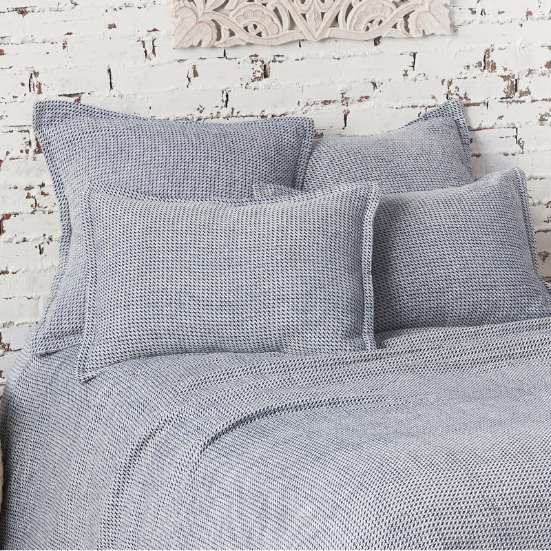 Indigo Cotton Embroidered Standard Pillow Sham