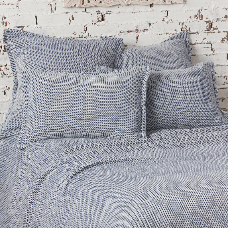 Indigo Cotton Embroidered Standard Pillow Sham