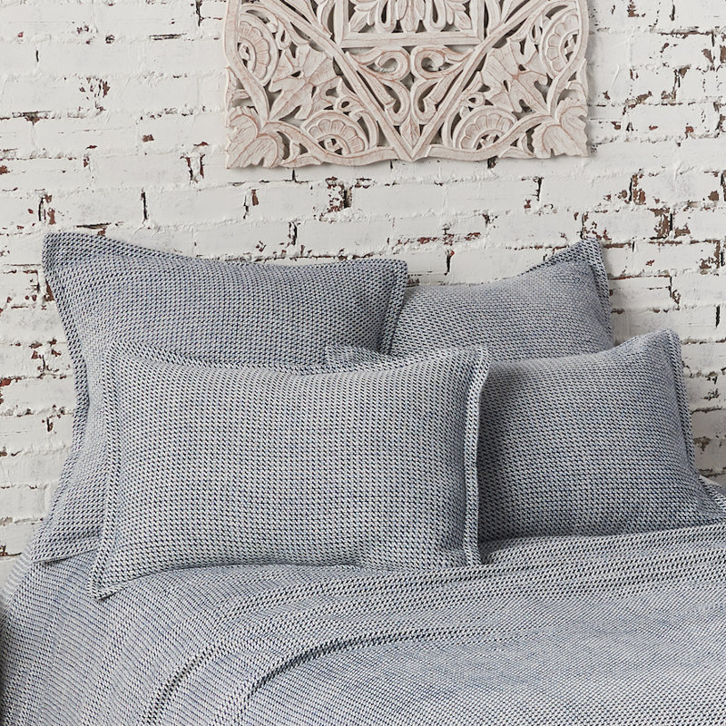 Indigo Cotton Embroidered Standard Pillow Sham