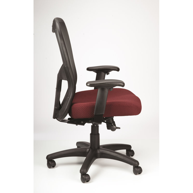 Burgundy Mesh High-Back Swivel Office Chair with Adjustable Arms
