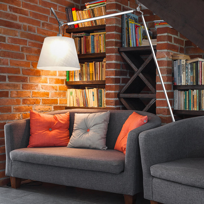 Arcadian White Adjustable LED Arc Floor Lamp with Dimmable Control