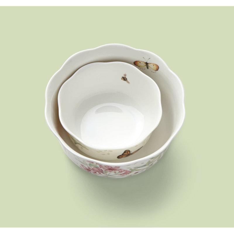 Butterfly Meadow Floral Ceramic Soup Bowl Set