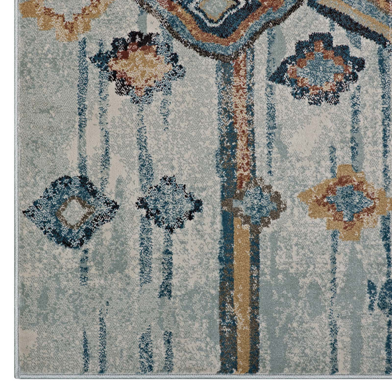 Abstract Diamond Lattice 8' x 10' Blue Synthetic Area Rug