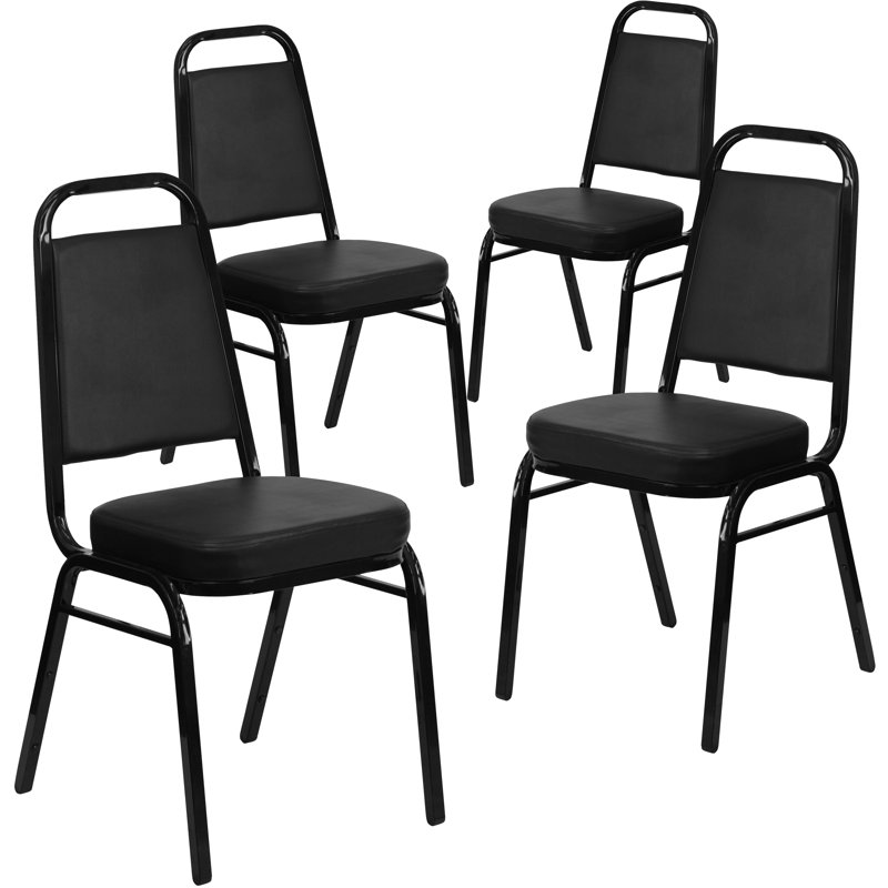 Hercules Series 20.25" Armless Stacking Banquet Chair in Black Vinyl