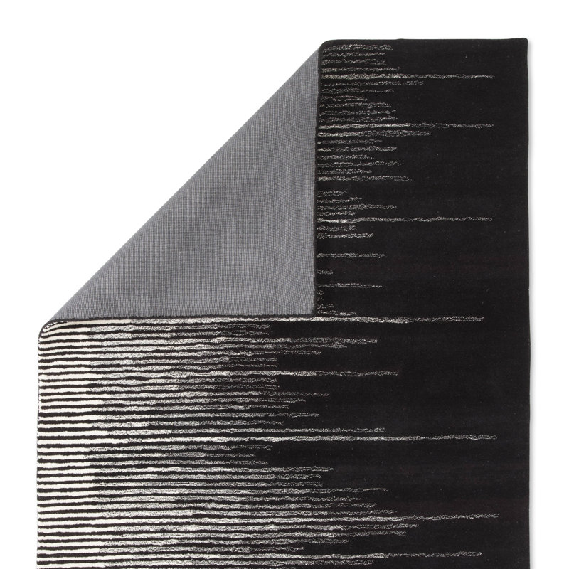 Bristol 9' x 12' Black and Cream Hand-Tufted Wool Rug