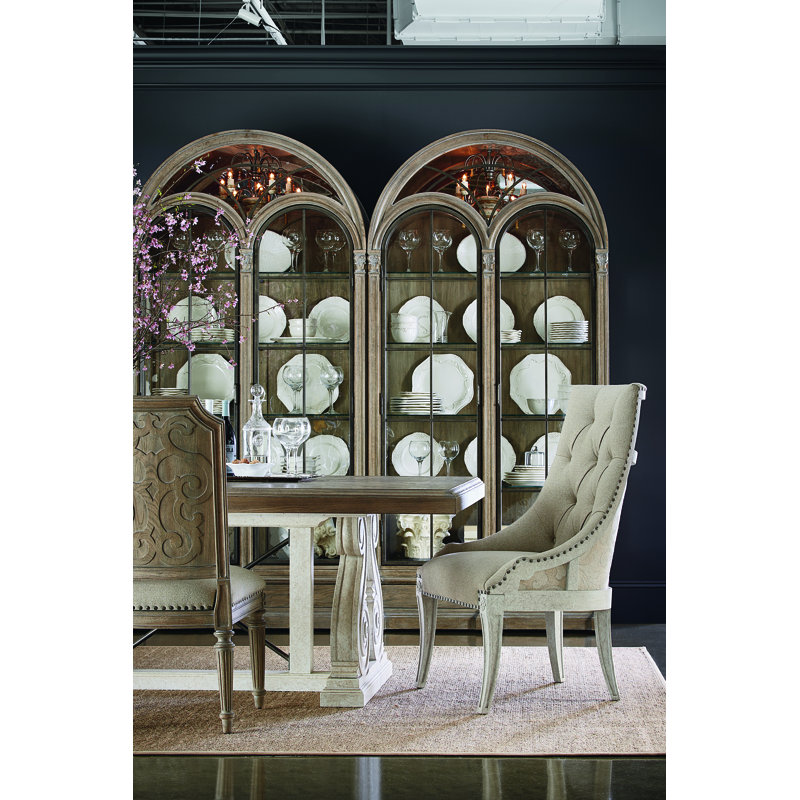 Parch Finish Reclaimed Wood & Marble Extendable Dining Table