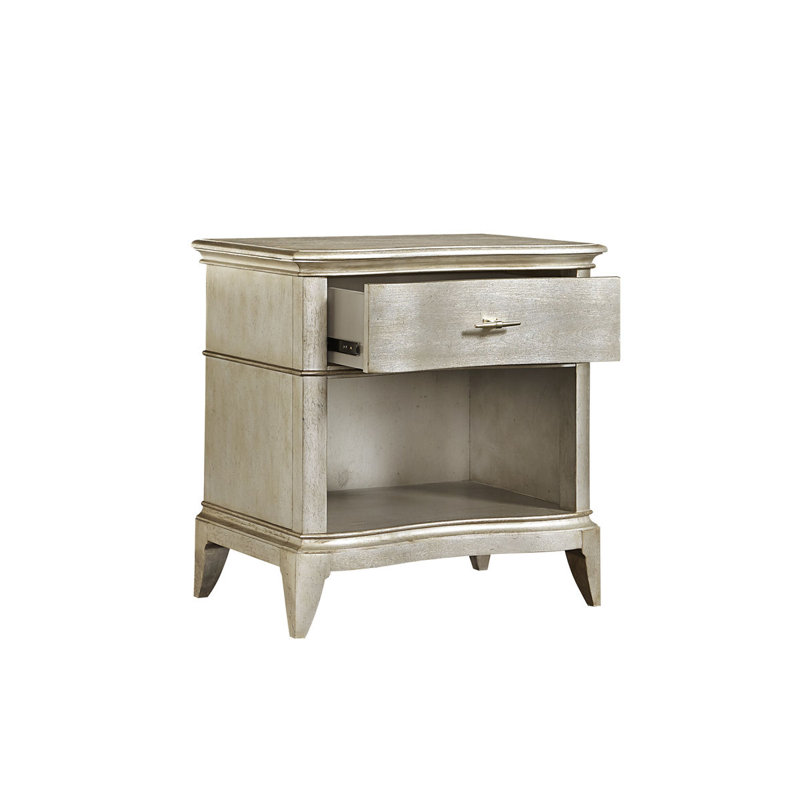 Starlite Contemporary Silver 1-Drawer Nightstand with USB Port