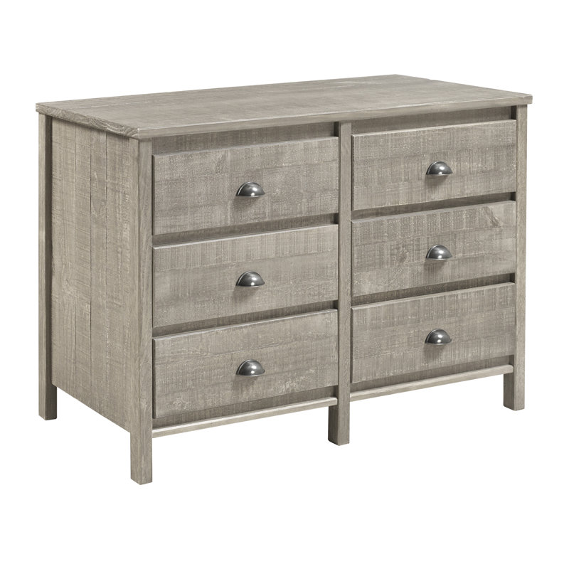Driftwood Gray Farmhouse Double Dresser with Felt-Lined Drawer