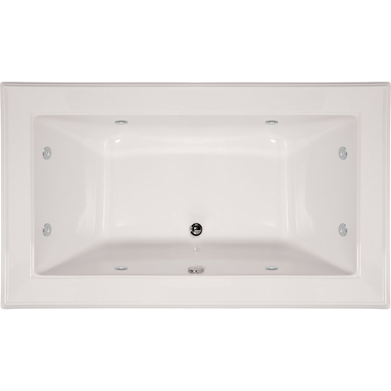 Angel 72'' x 42'' White Acrylic Drop-In Whirlpool Bathtub
