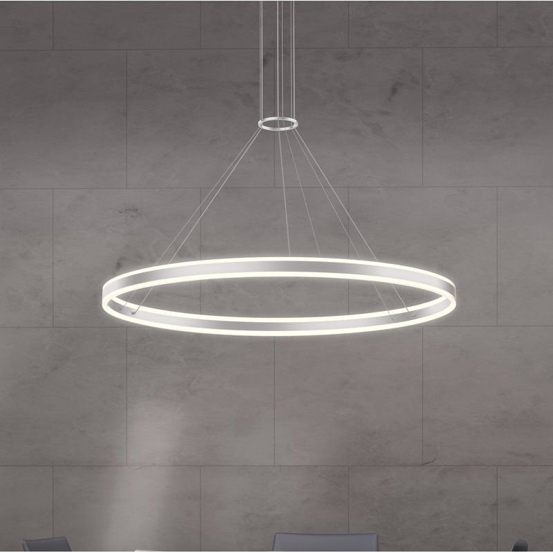 Bright Satin Aluminum LED Ring Chandelier