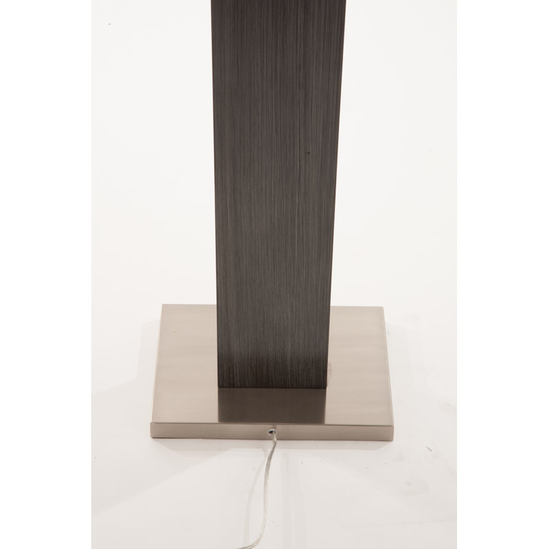 Charcoal Gray and Brushed Nickel 2-Light Floor Lamp with Off White Linen Shade
