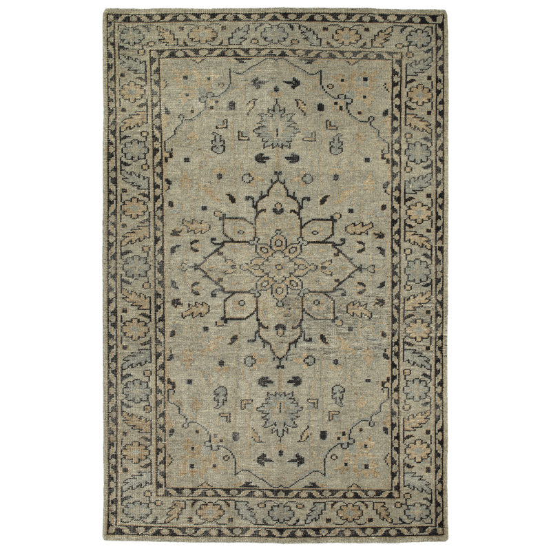 Herrera Pewter Green 36" x 24" Hand-Knotted Wool Rug