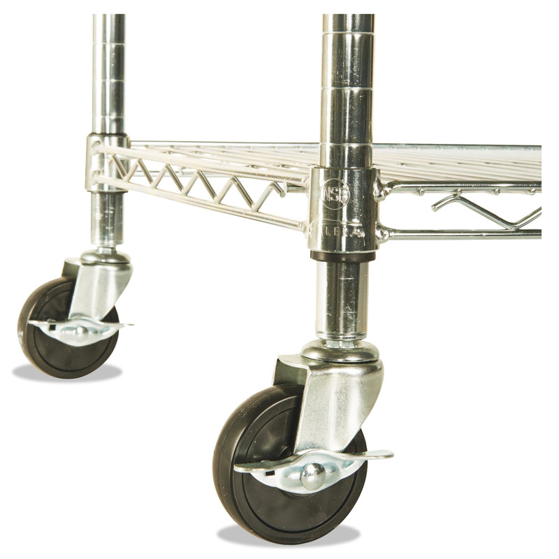 Silver Steel 4-Shelf Mobile Storage Rack with Casters
