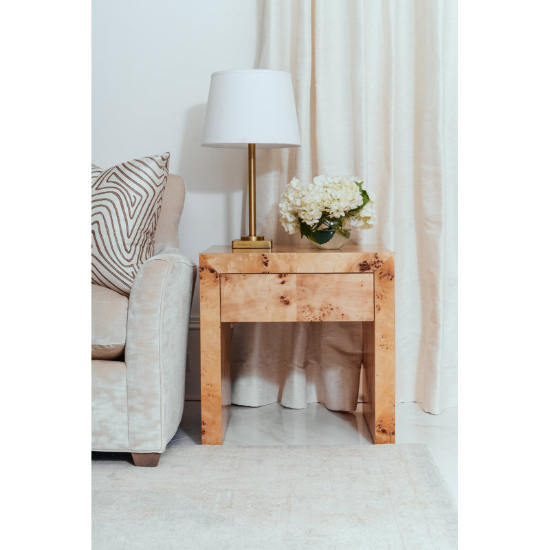 Chloé Light Brown Wooden End Table with Storage Drawer