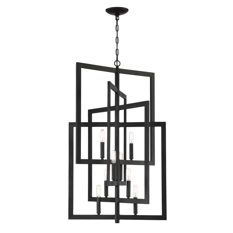 Espresso Geometric 8-Light Steel Chandelier