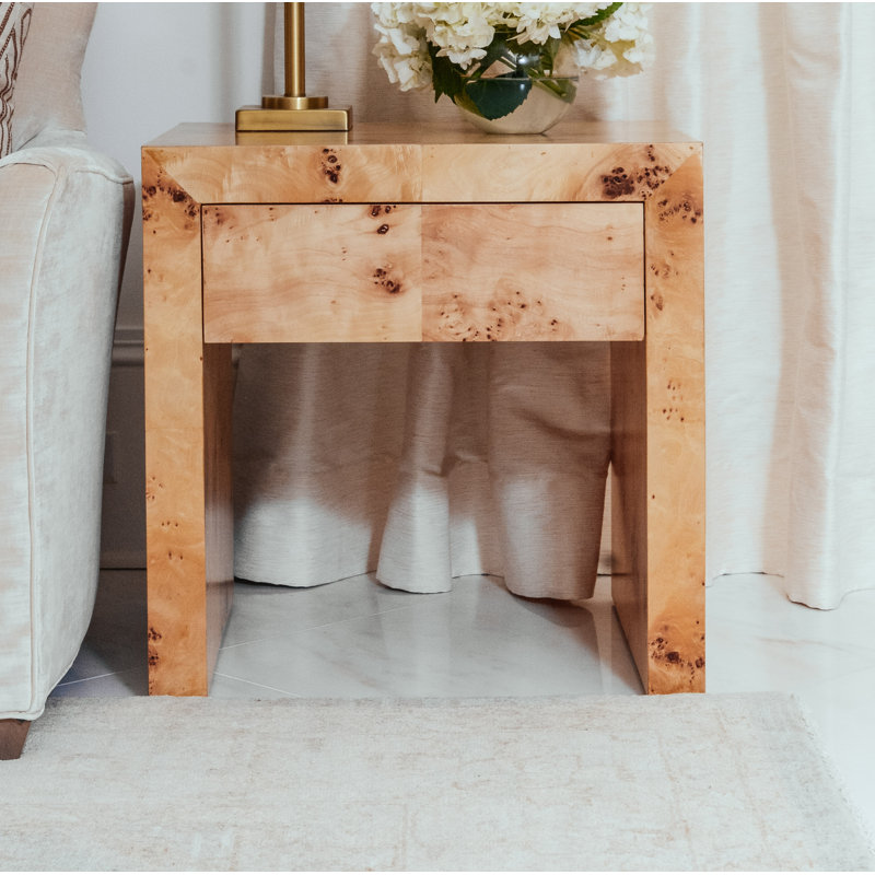 Chloé Light Brown Wooden End Table with Storage Drawer