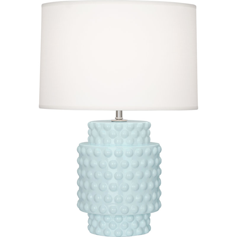 Bubbly Baby Blue 21'' Ceramic Table Lamp with Fondine Shade
