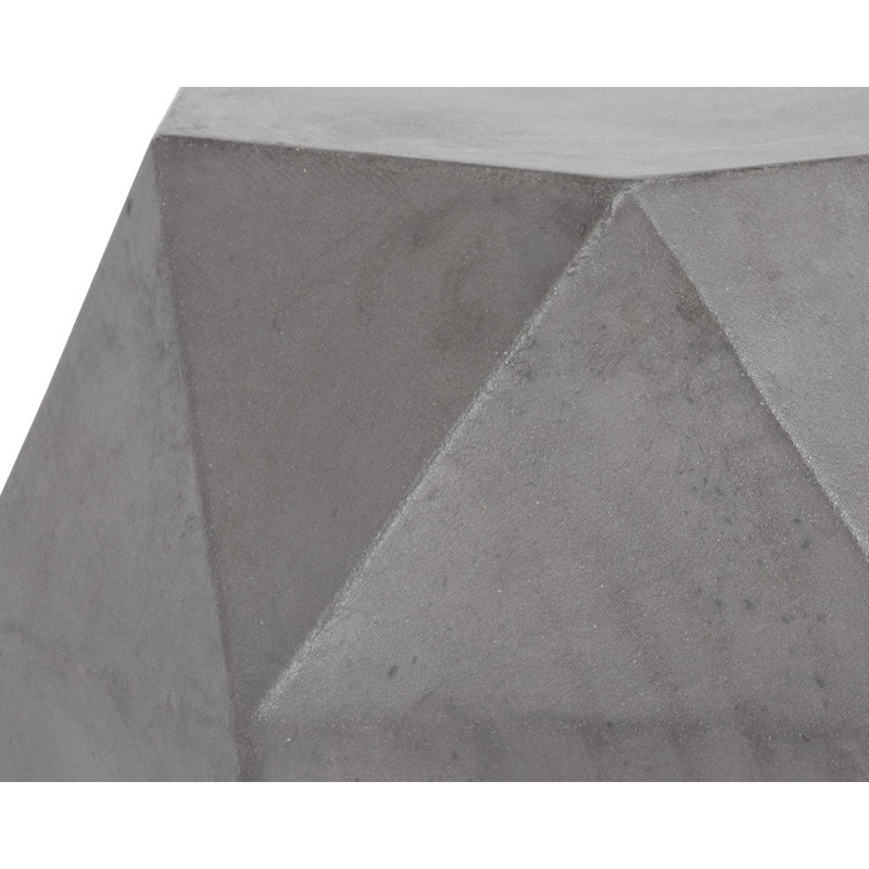 Round Grey Concrete Industrial End Table