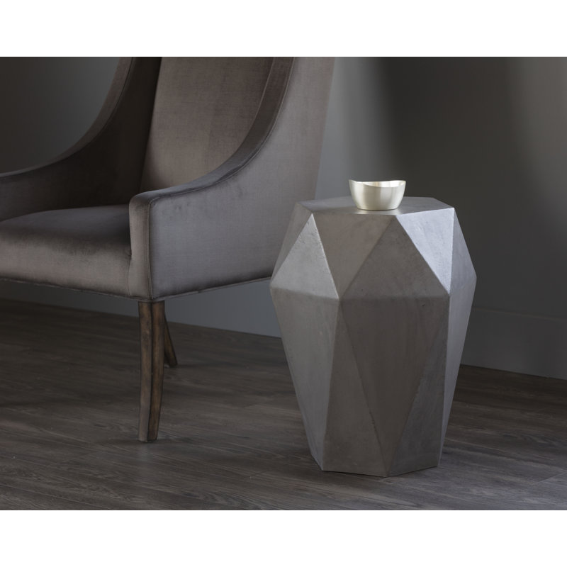 Round Grey Concrete Industrial End Table