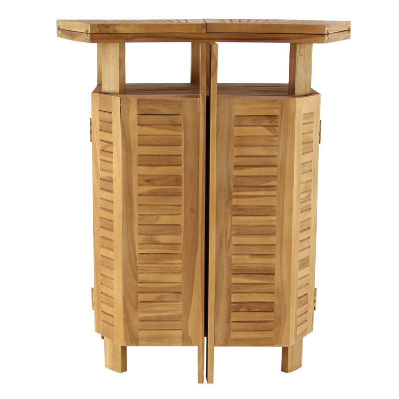 Teak Wood Indoor Outdoor Folding Bar Table with Expandable Sides