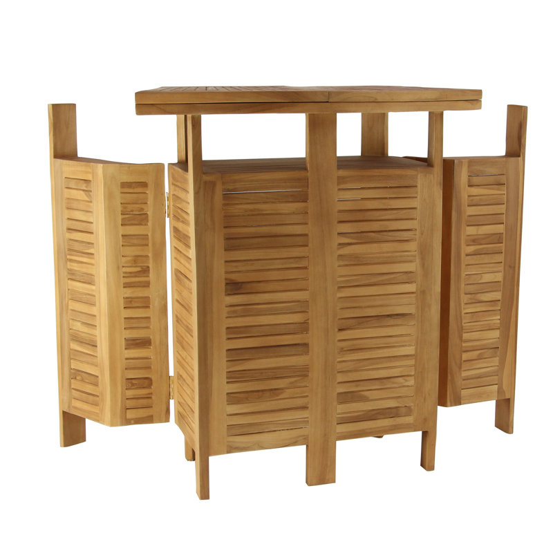 Teak Wood Indoor Outdoor Folding Bar Table with Expandable Sides
