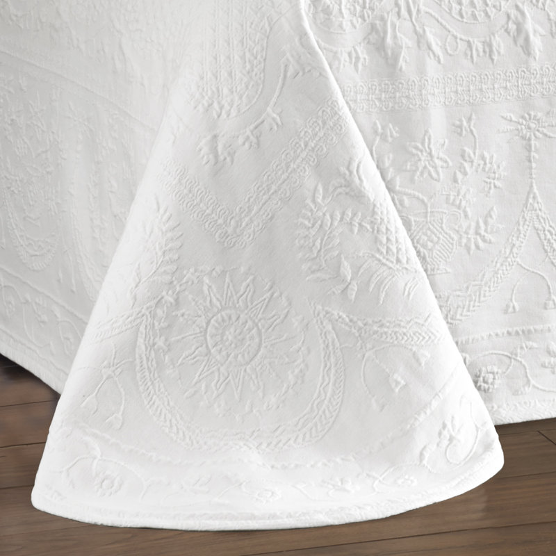 White Organic Cotton Reversible Full Bedspread Set