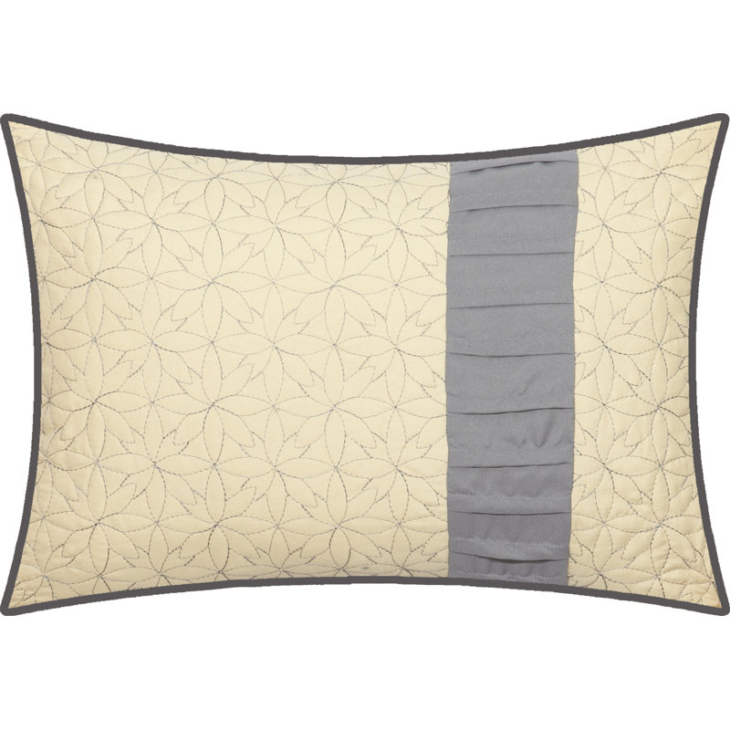 Queen Gray Microfiber Floral Embroidered Comforter Set