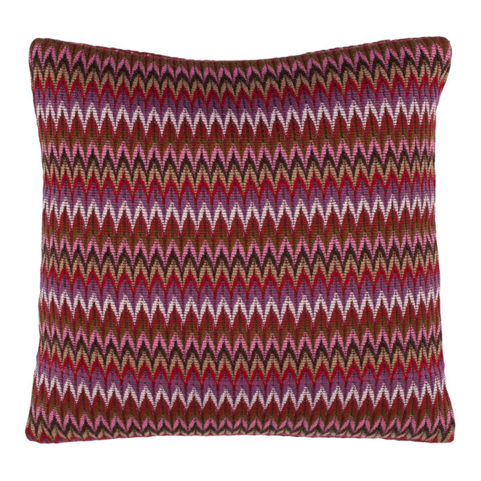 Raspberry Red Zig-Zag Polyester Square Pillow Set