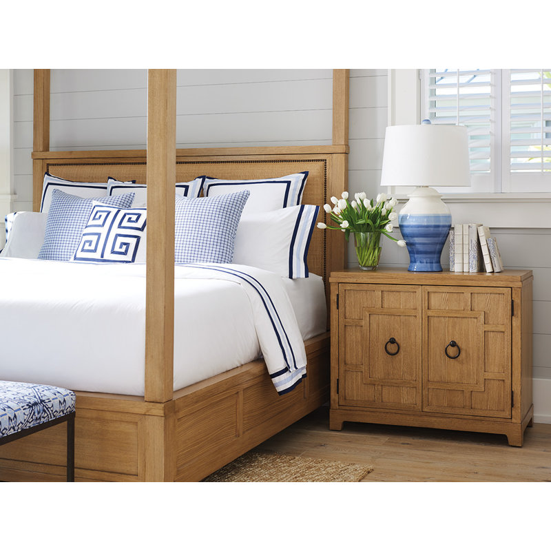 Collins 38" Transitional Sandstone Nightstand with Geometric Fretwork