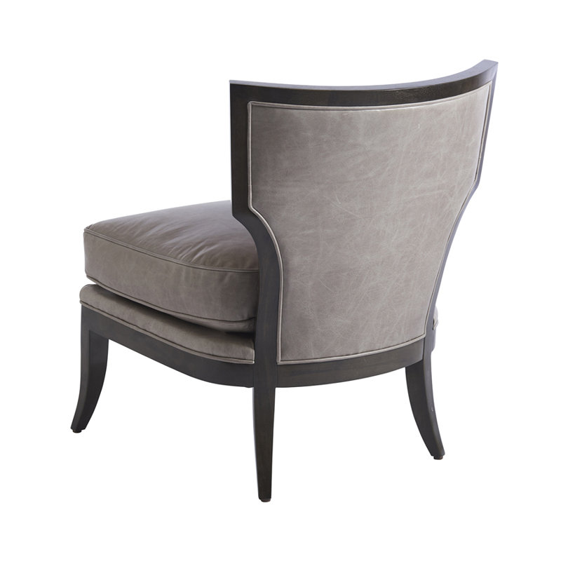 Halston Charcoal Gray Handcrafted Leather Side Chair