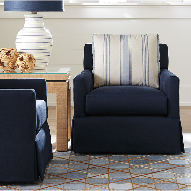 Barclay Butera Blue Swivel Accent Chair with Ultra Down Cushion