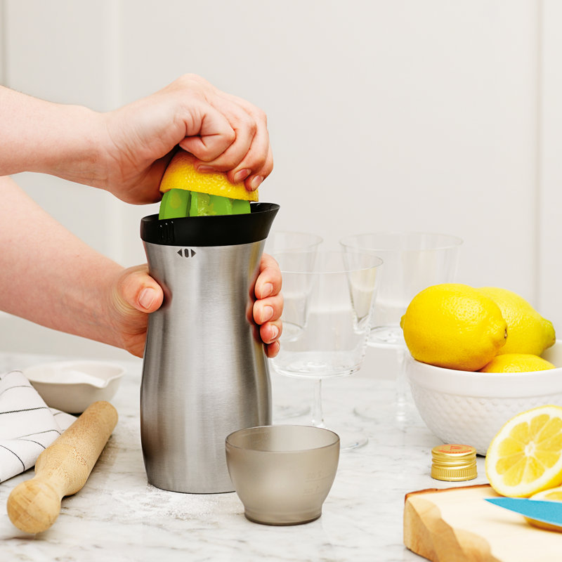 Stainless Steel Cocktail Shaker with Built-In Citrus Reamer