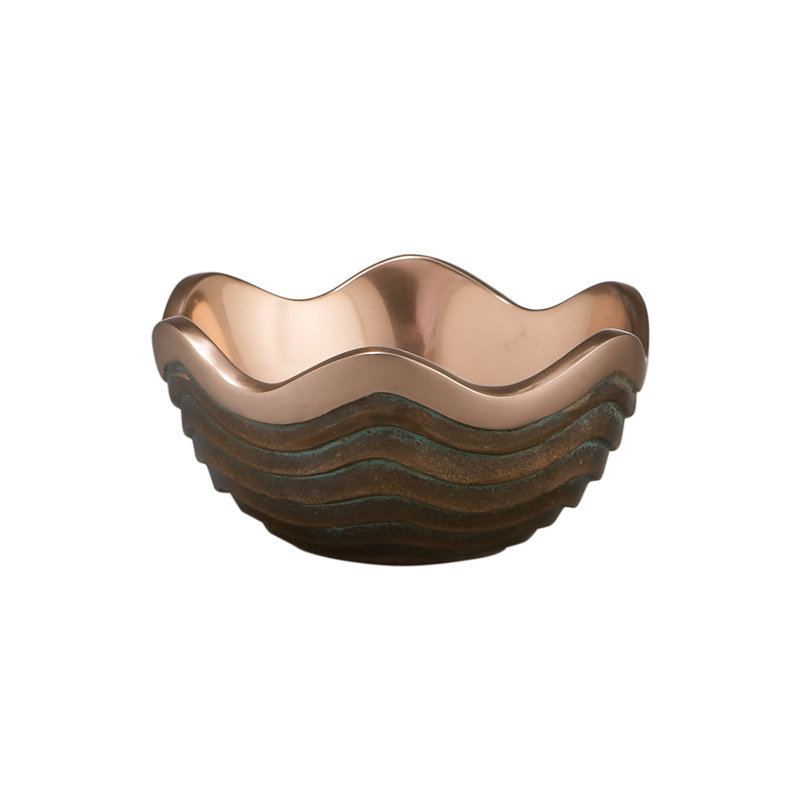 Copper and Verdigris Scalloped Edge Salad Bowl