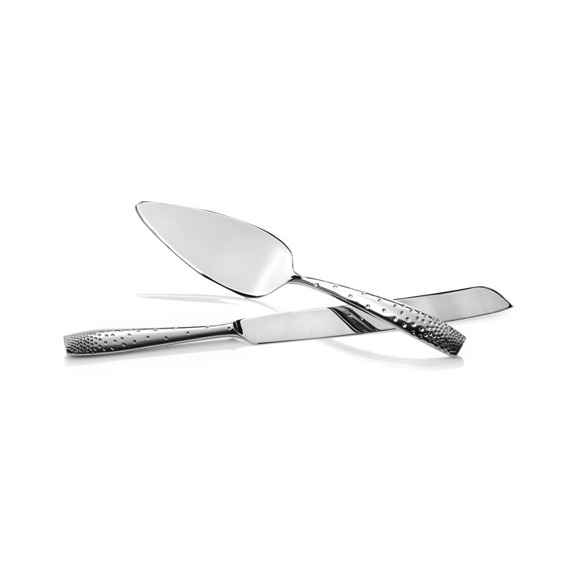 Nambe Dazzle Cake & Knife Server Set