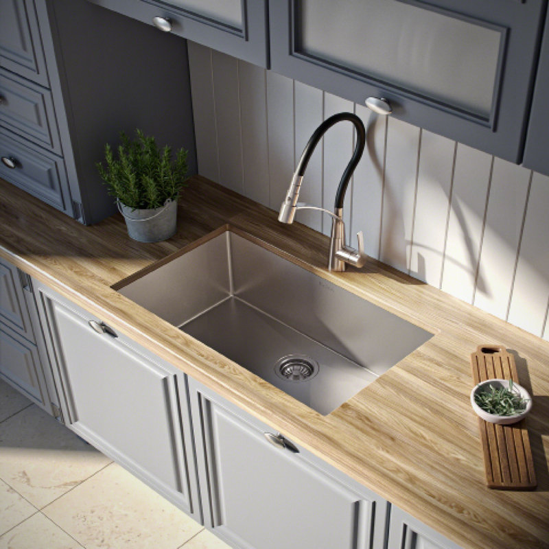 32-Inch Stainless Steel Single Bowl Undermount Kitchen Sink with Garbage Disposal