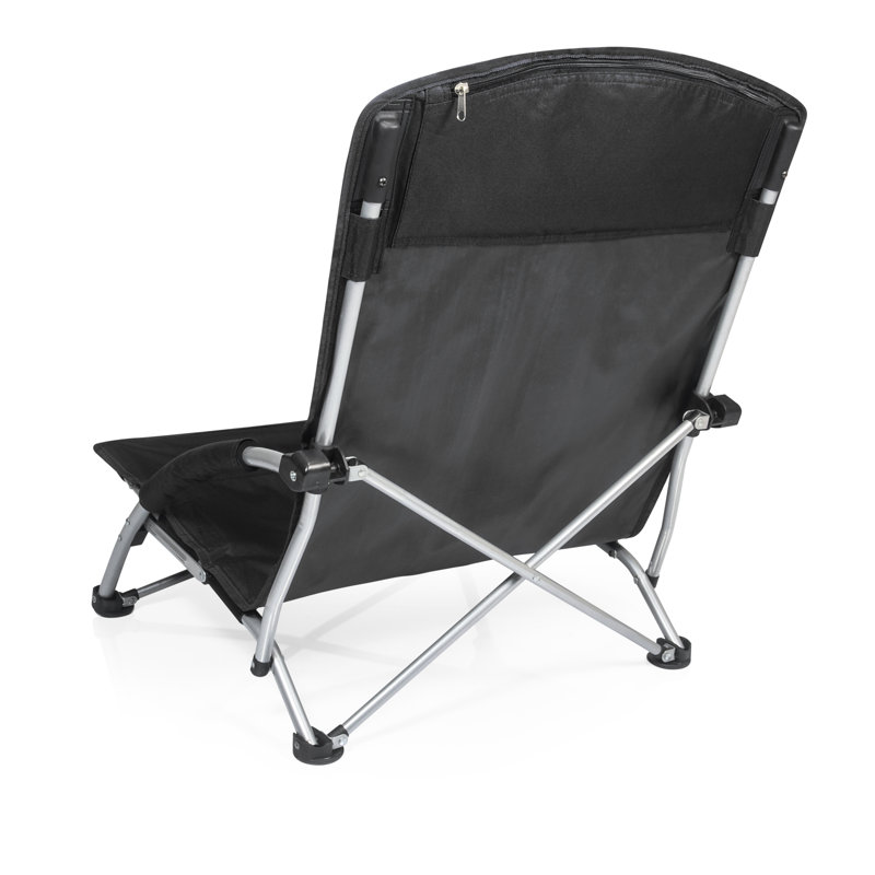 Black Steel Frame Folding Camping Chair with Padded Armrests