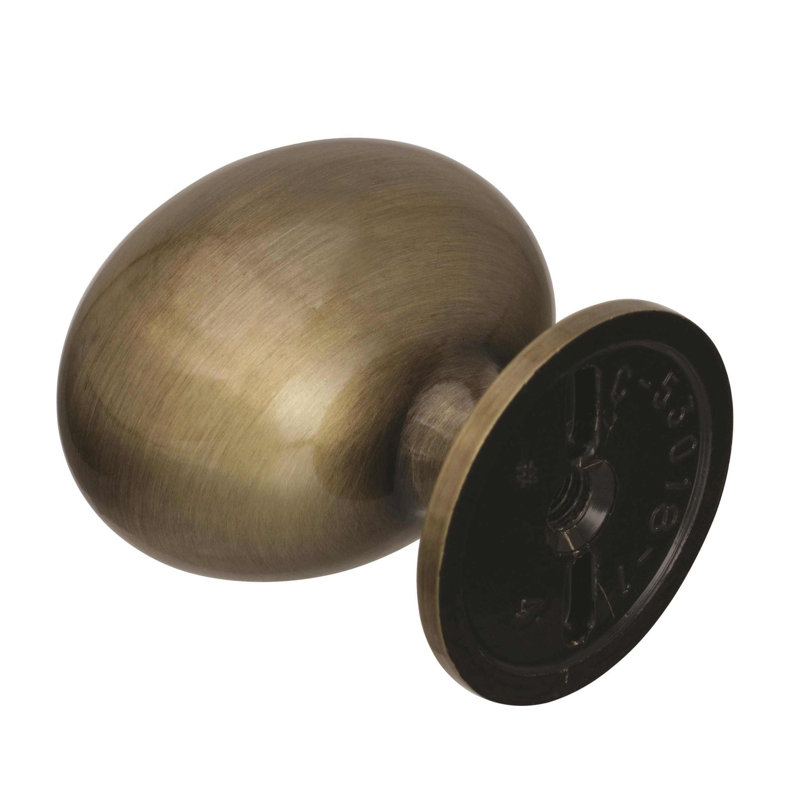 Satin Nickel Oval Cabinet Knob with Mounting Hardware