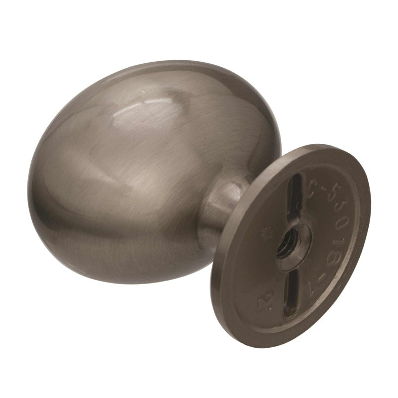 Satin Nickel Oval Cabinet Knob with Mounting Hardware