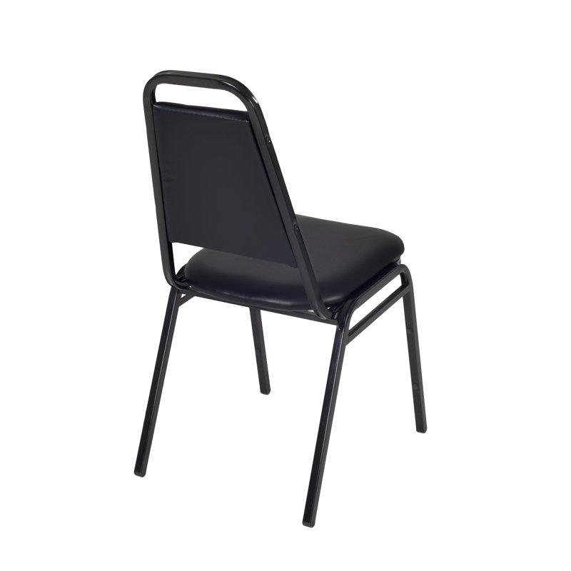 Sleek Black Vinyl and Metal High-Back Stackable Chair Set