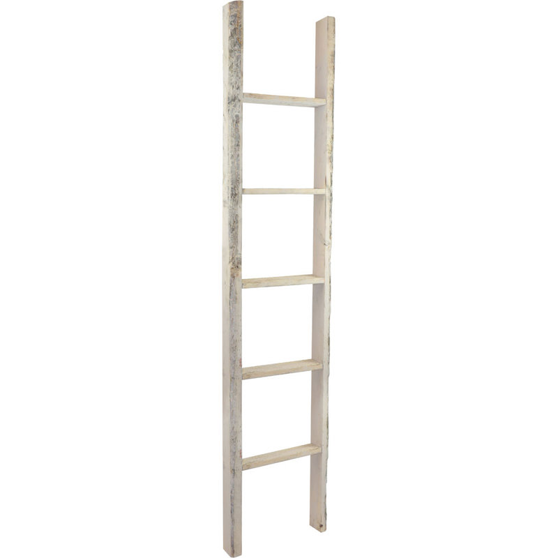 Weathered Brown Vintage Farmhouse 5-Rung Decorative Ladder