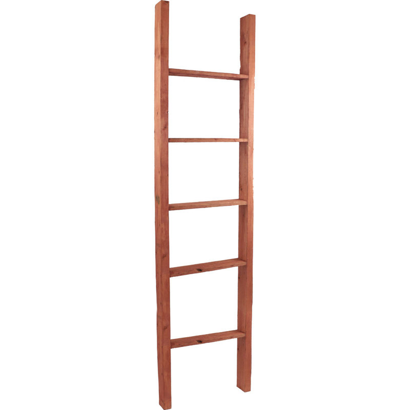 Weathered Brown Vintage Farmhouse 5-Rung Decorative Ladder