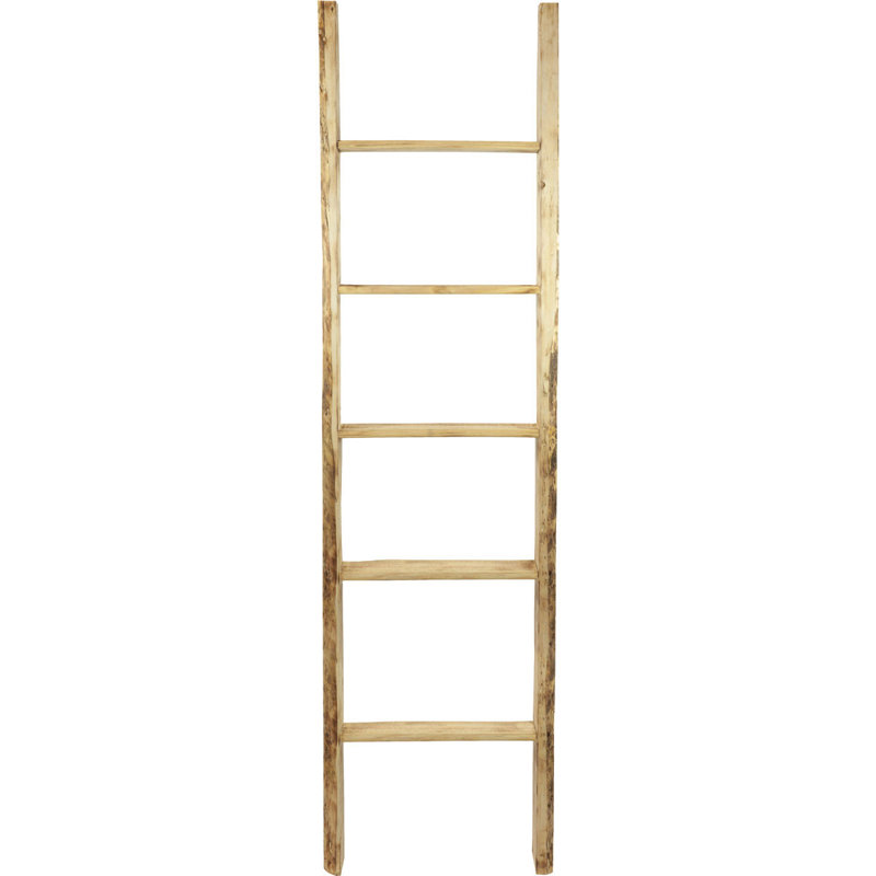 Weathered Brown Vintage Farmhouse 5-Rung Decorative Ladder
