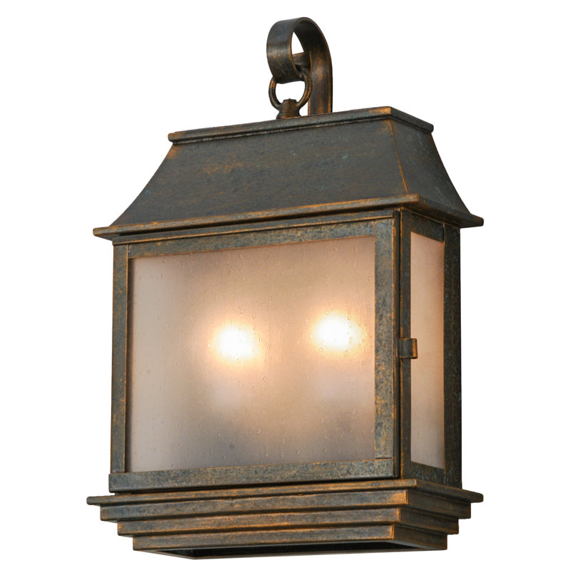 Bastille Bronze and Glass Lantern Wall Sconce